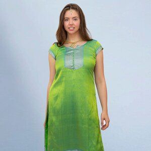 Light Green Elegant Silk Kurta | Muvvas Boutique